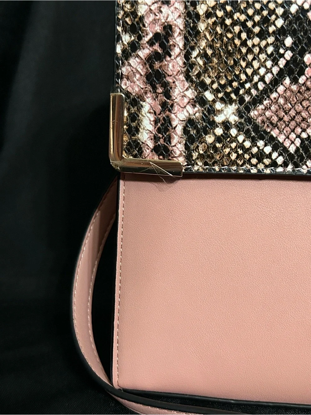 Dune London Pink Snake-Print Top Handle Crossbody Bag Sanitizer Holder NWOT